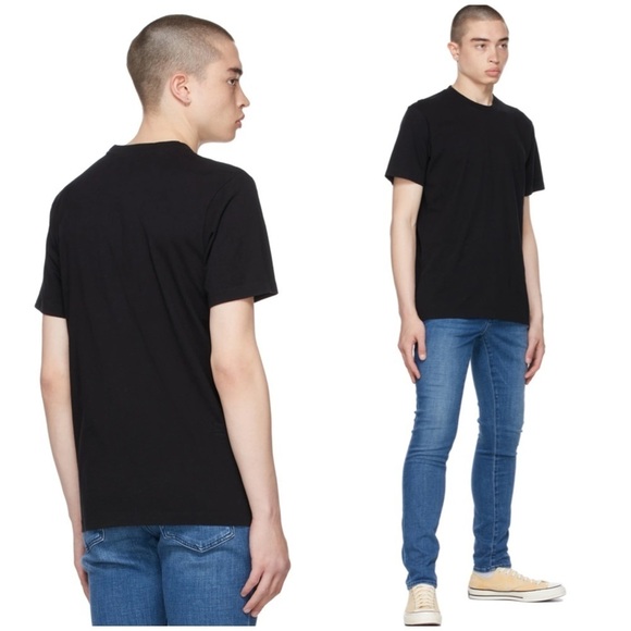 Frame Denim Logo Noir Slim Fit Cotton T-Shirt Black STYLE# LMTS0082 - Picture 2 of 8